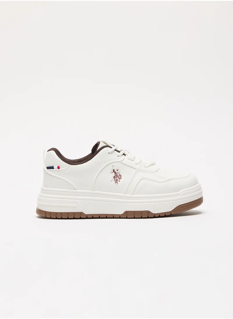 U.S. Polo Assn. Women's White Low-Top Sneakers - Classic Lace-Up Design, Comfortable Shoes for Everyday Wear