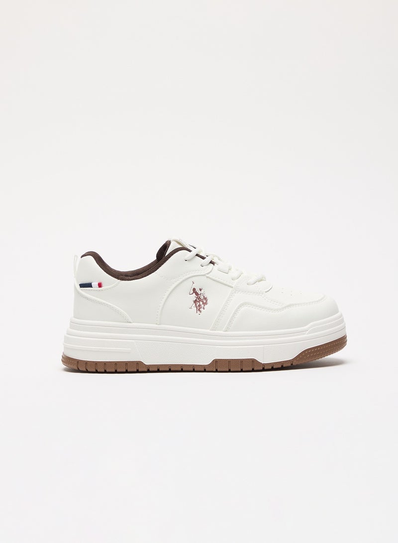 U.S. Polo Assn. Women's White Low-Top Sneakers - Classic Lace-Up Design, Comfortable Shoes for Everyday Wear - Image 1
