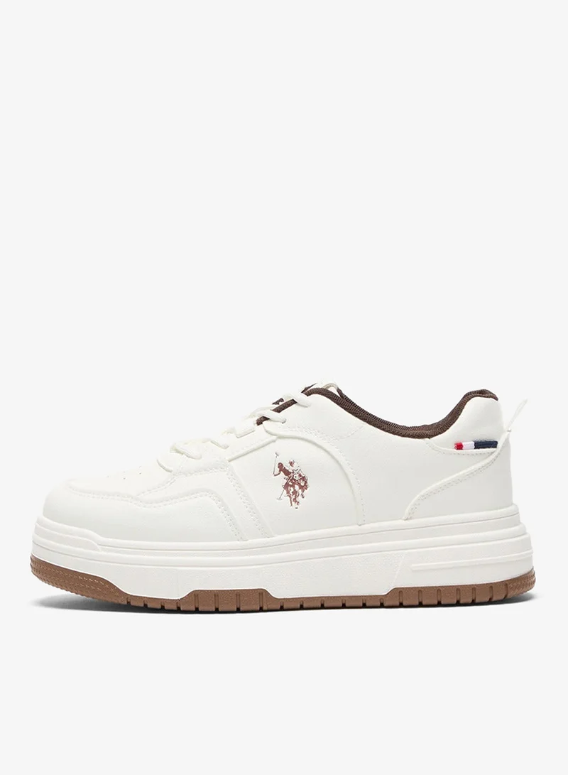 U.S. Polo Assn. Women's White Low-Top Sneakers - Classic Lace-Up Design Shoes, Comfortable Shoes for Everyday Wear