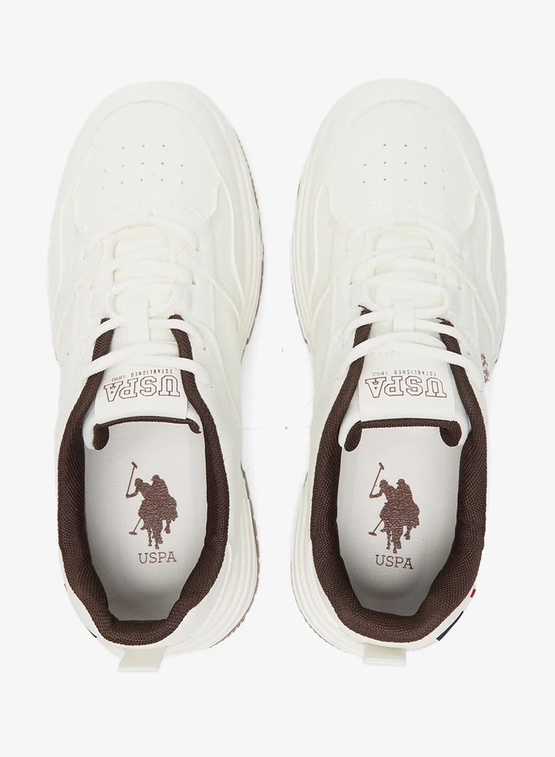 U.S. Polo Assn. Women's White Low-Top Sneakers - Classic Lace-Up Design Shoes, Comfortable Shoes for Everyday Wear