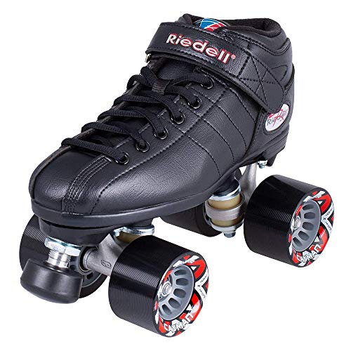 Riedell R3 Roller Skate Quad Roller Skate for IndoorOutdoor Black Size 8