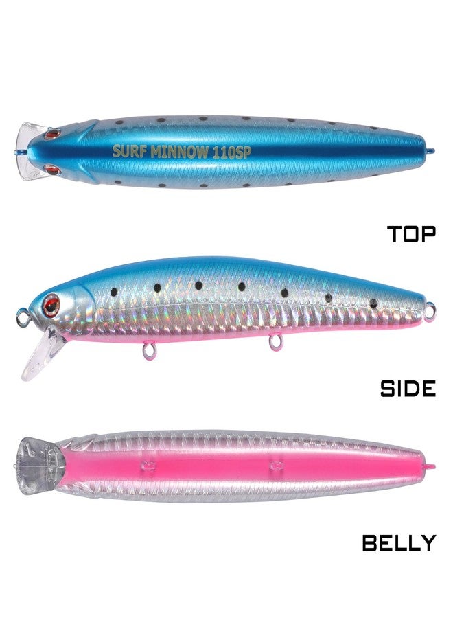 LITTMA-California Surf Fishing, Surf Minnow 110, LITTMA Saltwater Jerkbait Crankbait Surf Flash Fishing Salt Pro Lure Minnow 110, Metallic Sardine Super Glow, Halibut Striper Fishing Lures - Image 5