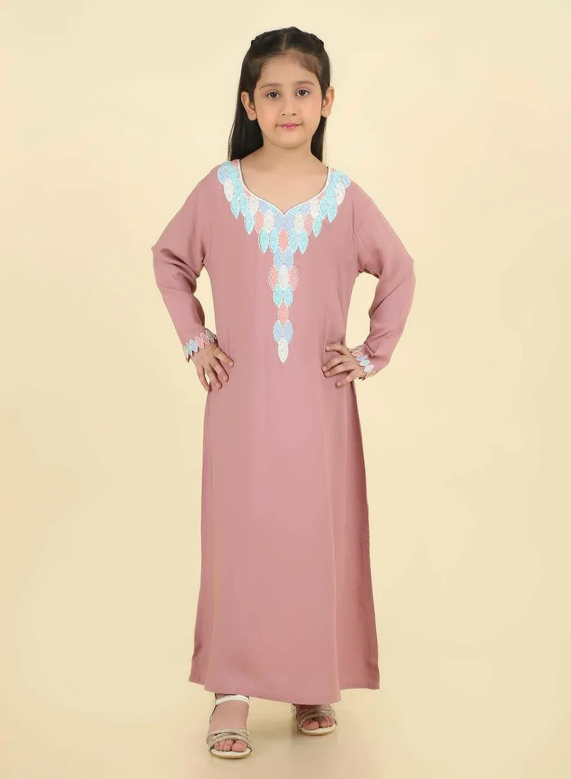 HANA & SARA Luxury Hand-Embroidered Girls Arabic Jalabiya