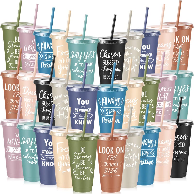 Uiifan 30 Pcs Inspirational Cups Bulk Appreciation Gifts for Employee Coworker Staff Team Thank You Gifts, Office Prizes for Adults Work Party Favors, Associates, Giveaways (Morandi Color) - Image 1