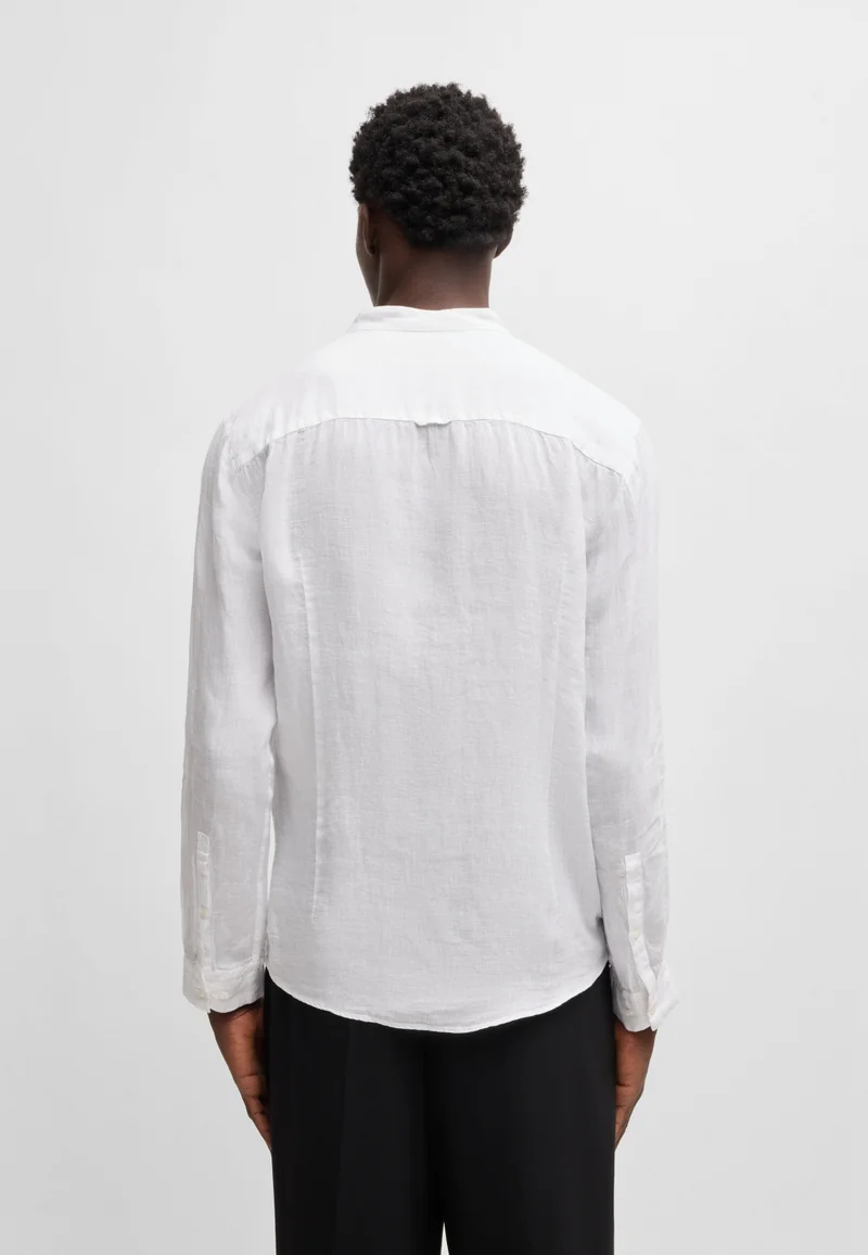 HUGO Slim-fit shirt in linen canvas