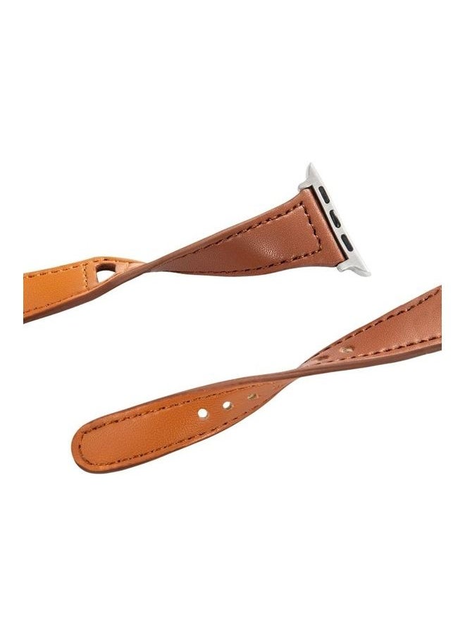 NIBEMINENT - Universal T-Shaped Thin Reverse Buckle Leather Strap For Apple Watch Series 1/2/3/4/5/6/7/SE 38-40-41mm Pink - Image 1