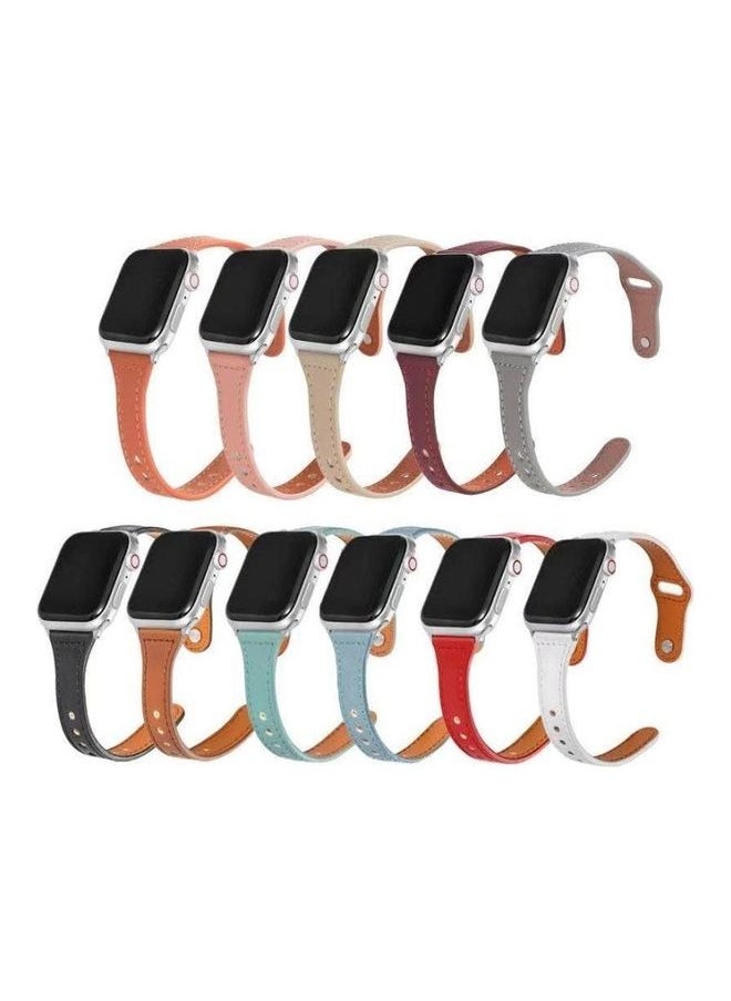 NIBEMINENT - Universal T-Shaped Thin Reverse Buckle Leather Strap For Apple Watch Series 1/2/3/4/5/6/7/SE 38-40-41mm Pink - Image 1