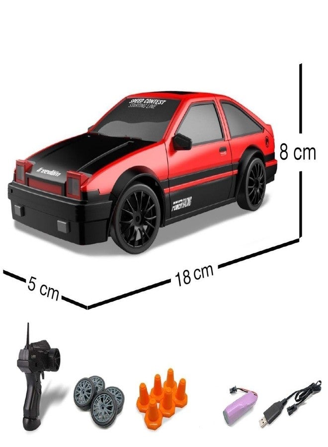 Daji Rc Drift Remote Control Car 1:24 Scale, High-Speed, 4Wd, Lights, Rechargeable Racing Car, Drifting Tires, 2.4Ghz, for Kids (RC Drift Car - Red) - Image 2