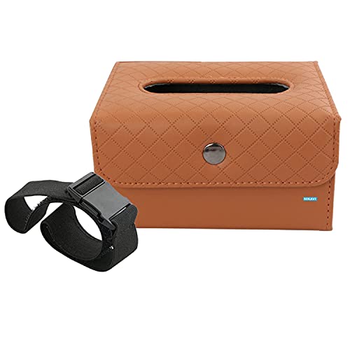 NIKAVI Car Sun Visor Tissue Case Napkin Holder Clip (Brown) - Image 1