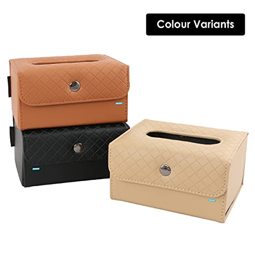 NIKAVI Car Sun Visor Tissue Case Napkin Holder Clip (Brown) - Image 4
