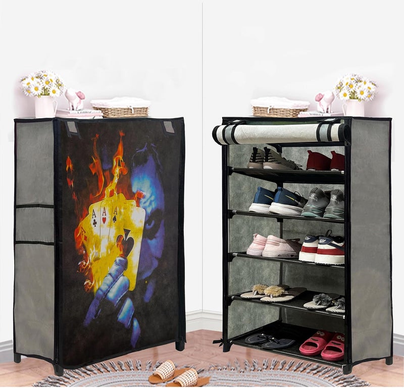 PHILOSHOP PHILOSHOP 5 Layer Play Cards Print Design Storage Organizer Shoe Rack for Kids Color Grey  - Image 1