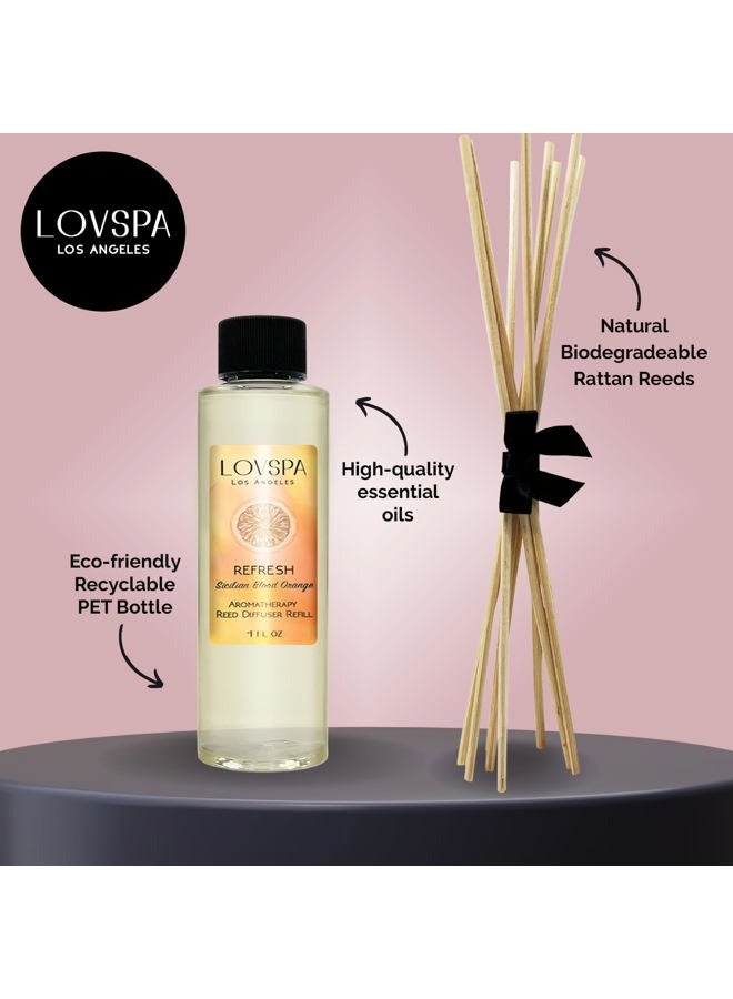 LOVSPA Refresh Citrus Reed Diffuser Oil Refill with Reed Sticks | Sicilian Blood Orange | Energizing Grapefruit & Bergamot Fragrance Oil Scent Sticks | Made in The USA - Image 2