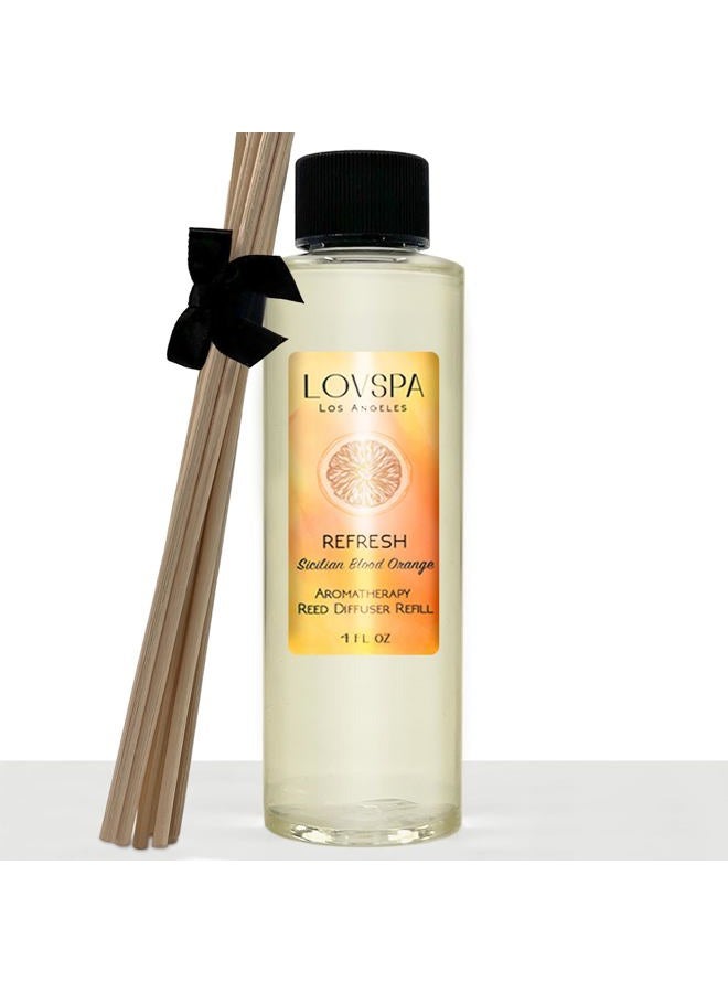 LOVSPA Refresh Citrus Reed Diffuser Oil Refill with Reed Sticks | Sicilian Blood Orange | Energizing Grapefruit & Bergamot Fragrance Oil Scent Sticks | Made in The USA - Image 1