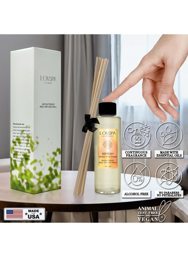 LOVSPA Refresh Citrus Reed Diffuser Oil Refill with Reed Sticks | Sicilian Blood Orange | Energizing Grapefruit & Bergamot Fragrance Oil Scent Sticks | Made in The USA - Image 5