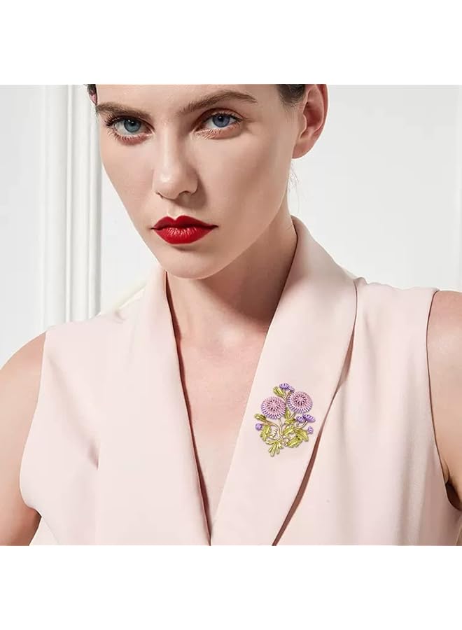 إيروريكس بروش نسائي على شكل زهرة دبوس بروش مينا على الطراز العتيق دبوس بروش - Image 3