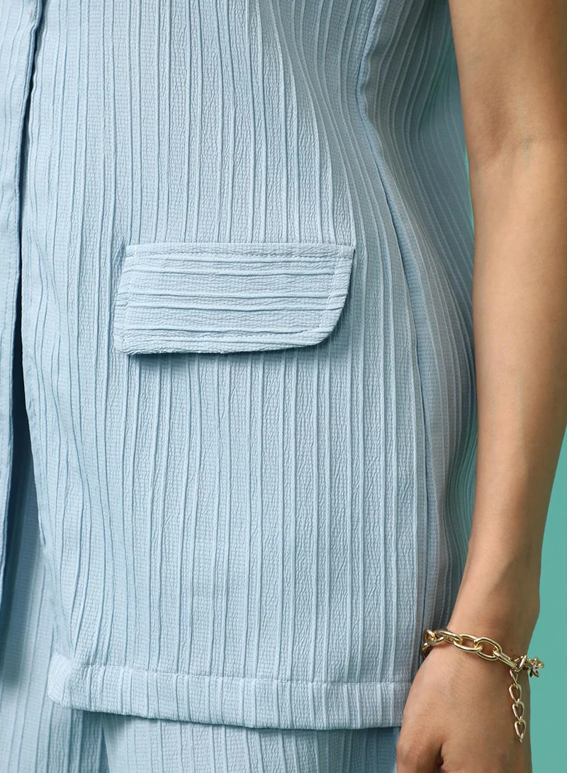 PINACOLADA Women's Powder Blue Tailored Vest Co-Ord Set