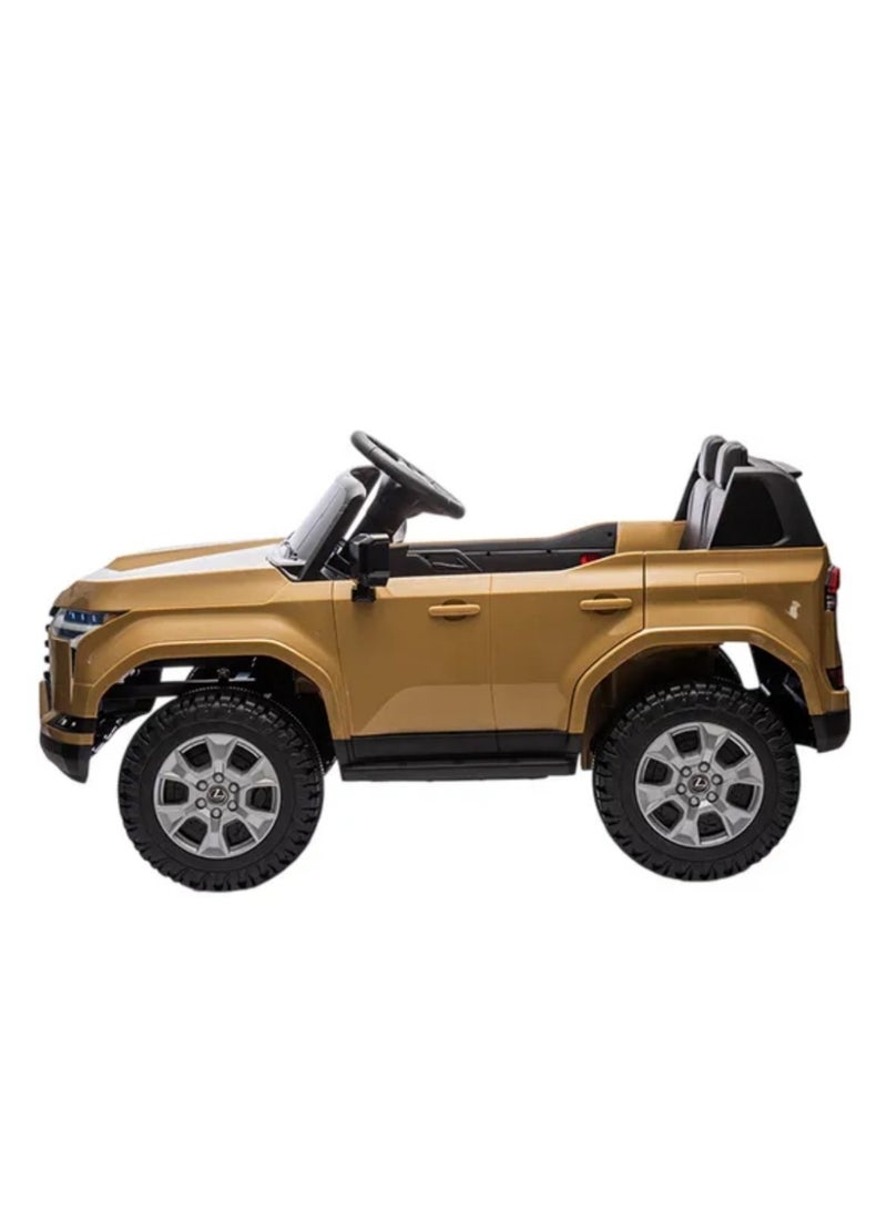 LEXUS سيارة كهربائية للأطفال ليكزس GX550 12V مع جهاز تحكم عن بُعد، عجلات EVA ونظام تعليق – بني - Image 4