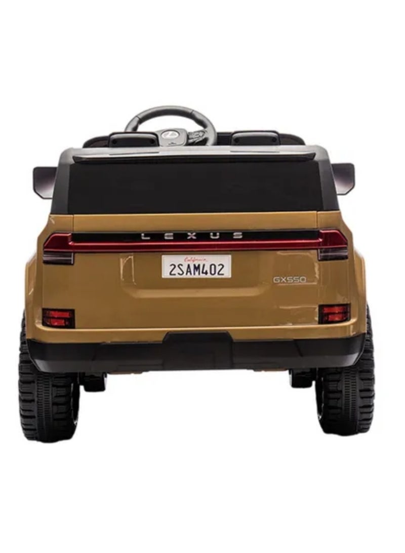 LEXUS سيارة كهربائية للأطفال ليكزس GX550 12V مع جهاز تحكم عن بُعد، عجلات EVA ونظام تعليق – بني - Image 5