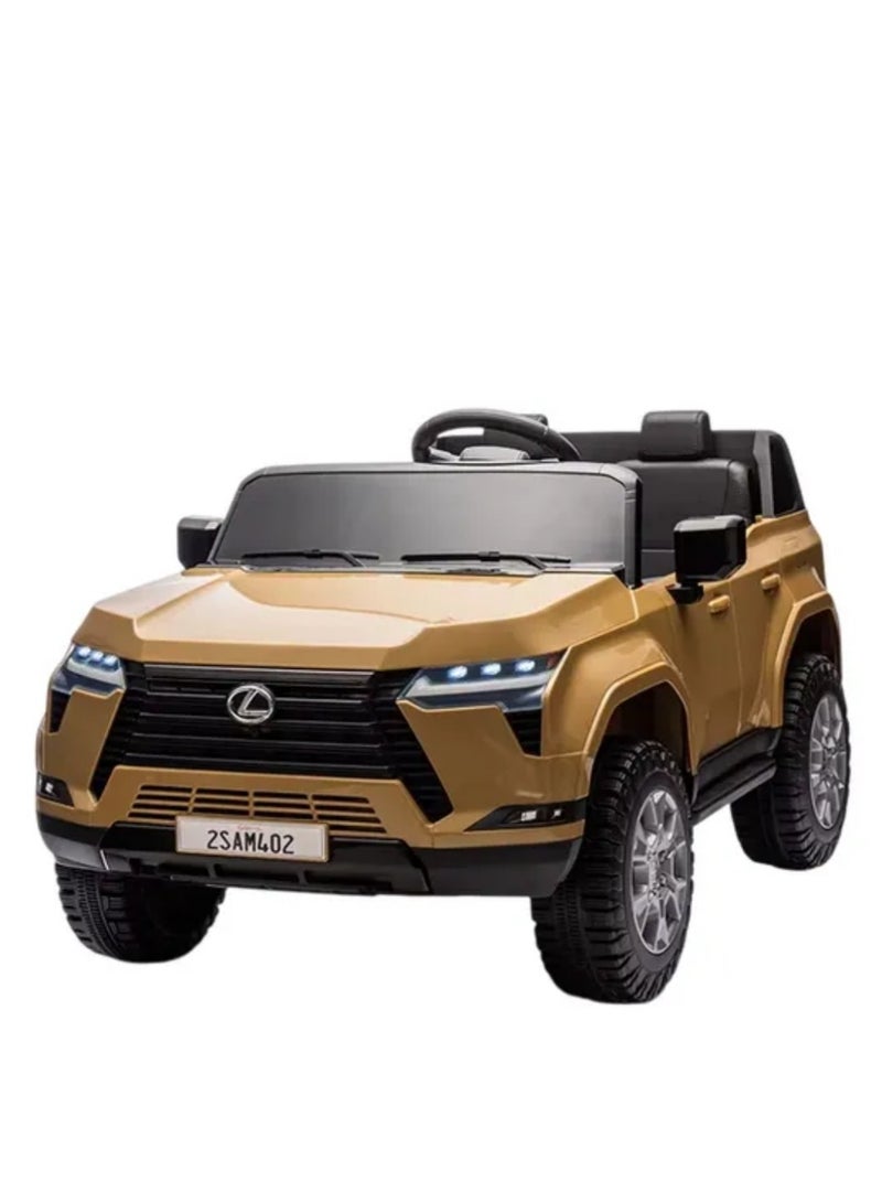 LEXUS سيارة كهربائية للأطفال ليكزس GX550 12V مع جهاز تحكم عن بُعد، عجلات EVA ونظام تعليق – بني - Image 1