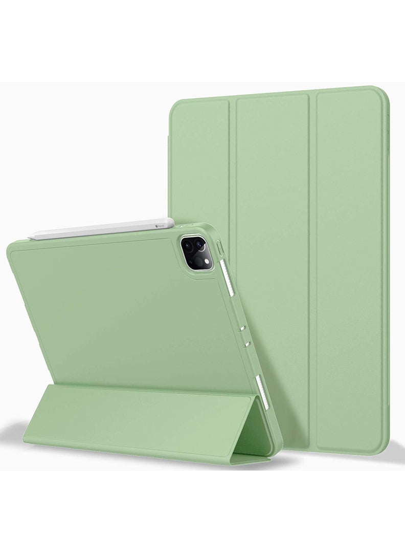 Theodor iPad Pro 11 Inch Case 2022(4th Gen)/2021(3rd Gen)/2020(2nd Gen) with Pencil Holder, Smart iPad Case With Pencil Holder Slim Tablet Cover with Soft TPU Back, Auto Wake/Sleep Matcha Green - Image 1