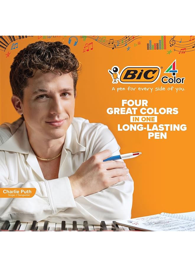 بيك قلم حبر جاف كلاسيكي بأربعة ألوان، متوسط الرأس، عبوة من 12 قلمًا - Image 2