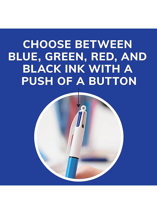 بيك قلم حبر جاف كلاسيكي بأربعة ألوان، متوسط الرأس، عبوة من 12 قلمًا - Image 4