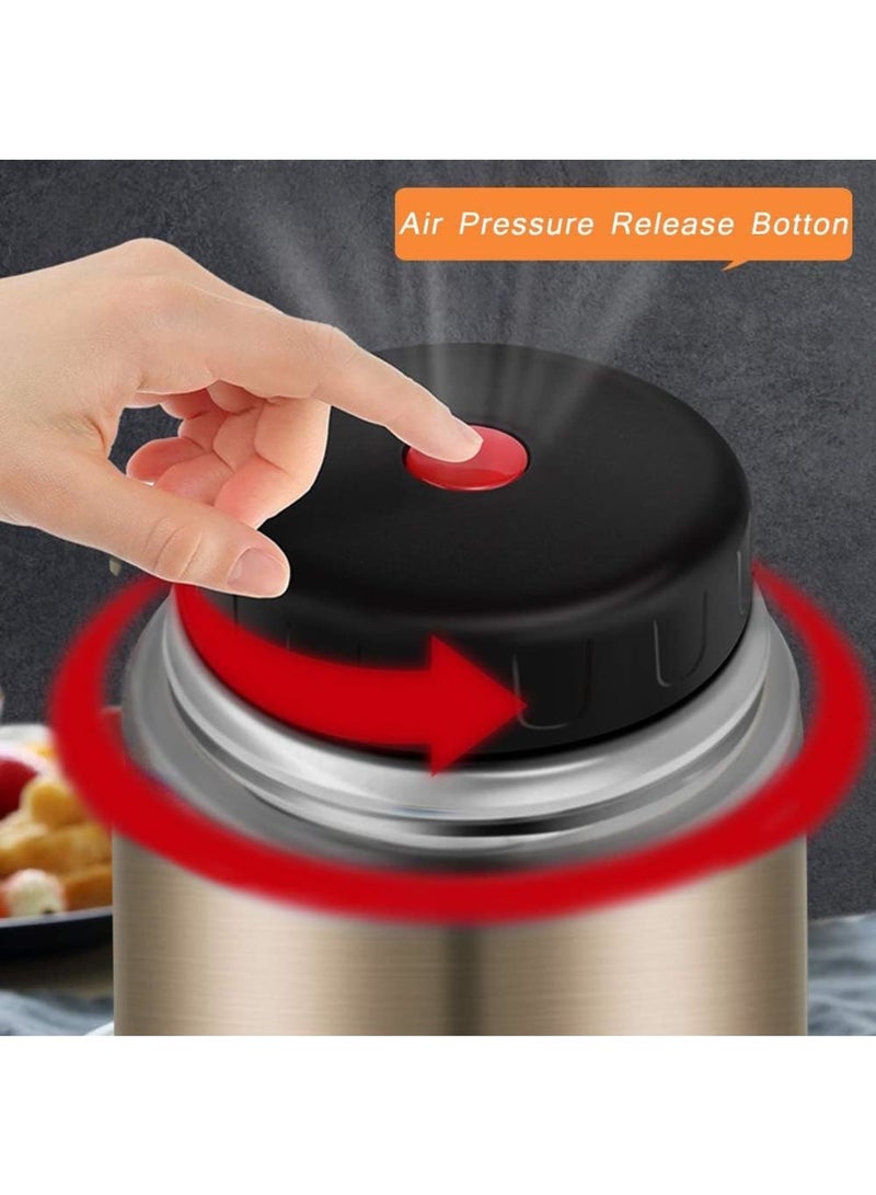 SOLARAE Food Thermos, Insulated Food Container, Vacuum Sealed Stainless Steel Food Container for Hot and Cold Meals Perfect for School, Office, and Travel, 800ML, Give a Spoon (Gold) - Image 5