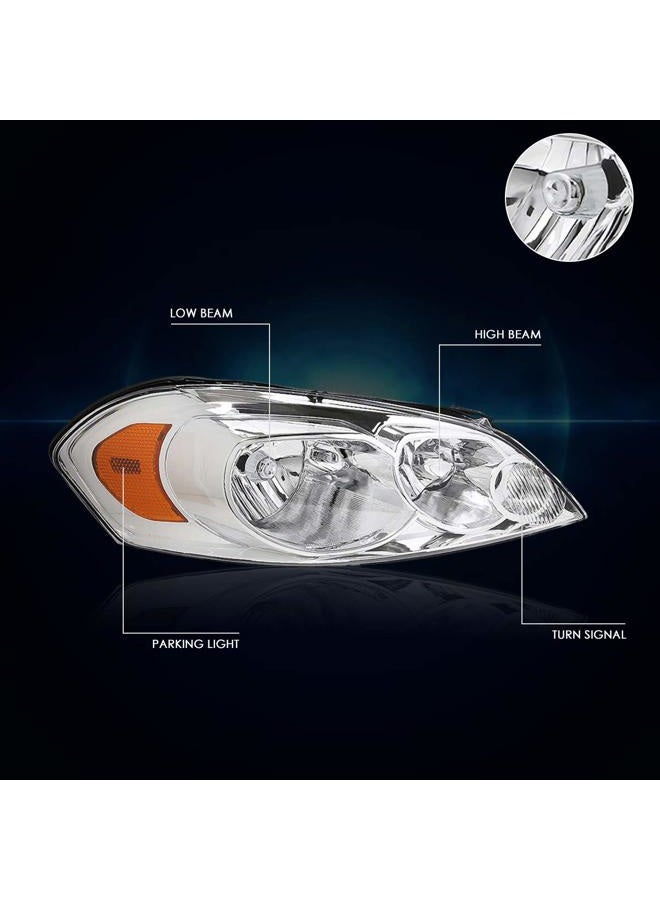 PM Performotor PMHL-CIMP-0613-OH-CA Chrome Amber Headlights Replacement [Compatible with 06-13 Impala / 14-16 Impala Limited / 06-07 Monte Carlo] - Image 2