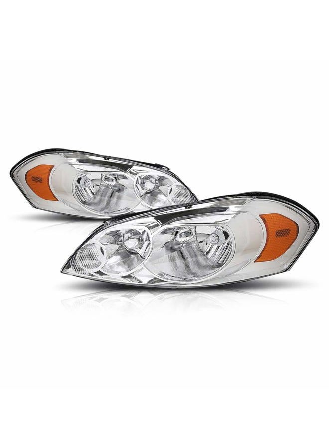 PM Performotor PMHL-CIMP-0613-OH-CA Chrome Amber Headlights Replacement [Compatible with 06-13 Impala / 14-16 Impala Limited / 06-07 Monte Carlo] - Image 1