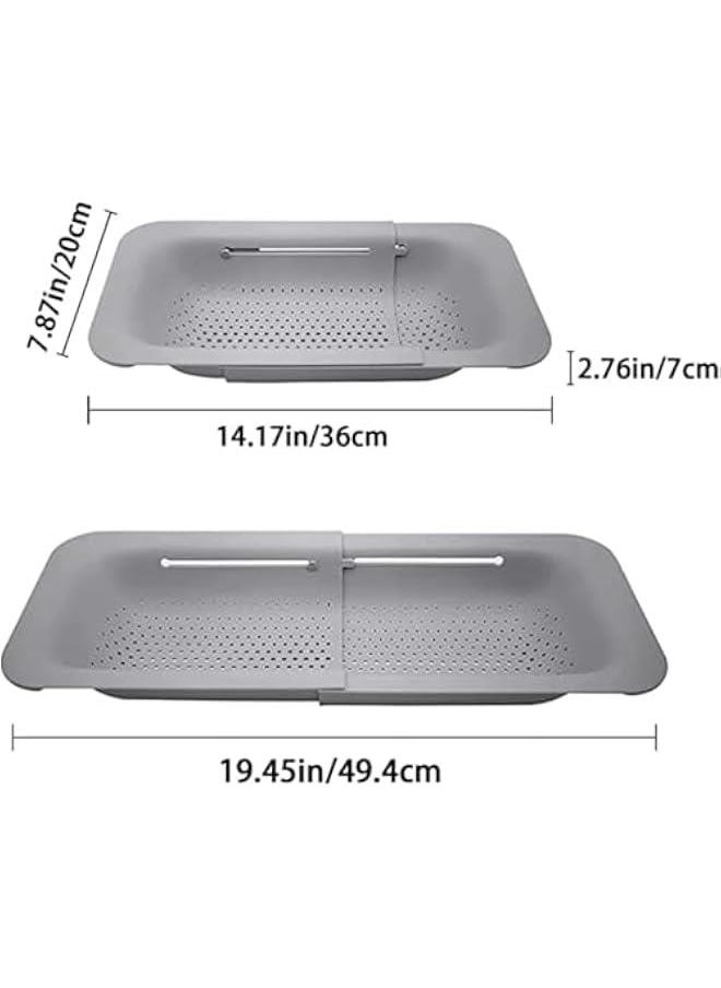 HOOKOR Extendable Colander Strainer Over the Sink, Retractable Kitchen Sink Basket to Wash Vegetables and Fruits, Food Strainers to Drain Pasta and Dry Dishes, Collapsible Plastic Colanders for Sink  - Image 3
