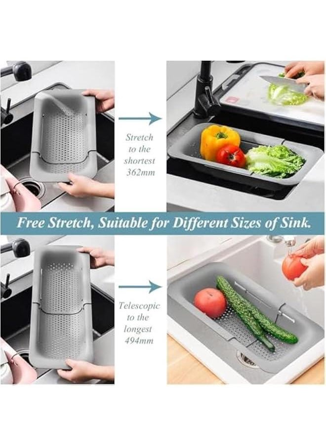 HOOKOR Extendable Colander Strainer Over the Sink, Retractable Kitchen Sink Basket to Wash Vegetables and Fruits, Food Strainers to Drain Pasta and Dry Dishes, Collapsible Plastic Colanders for Sink  - Image 4