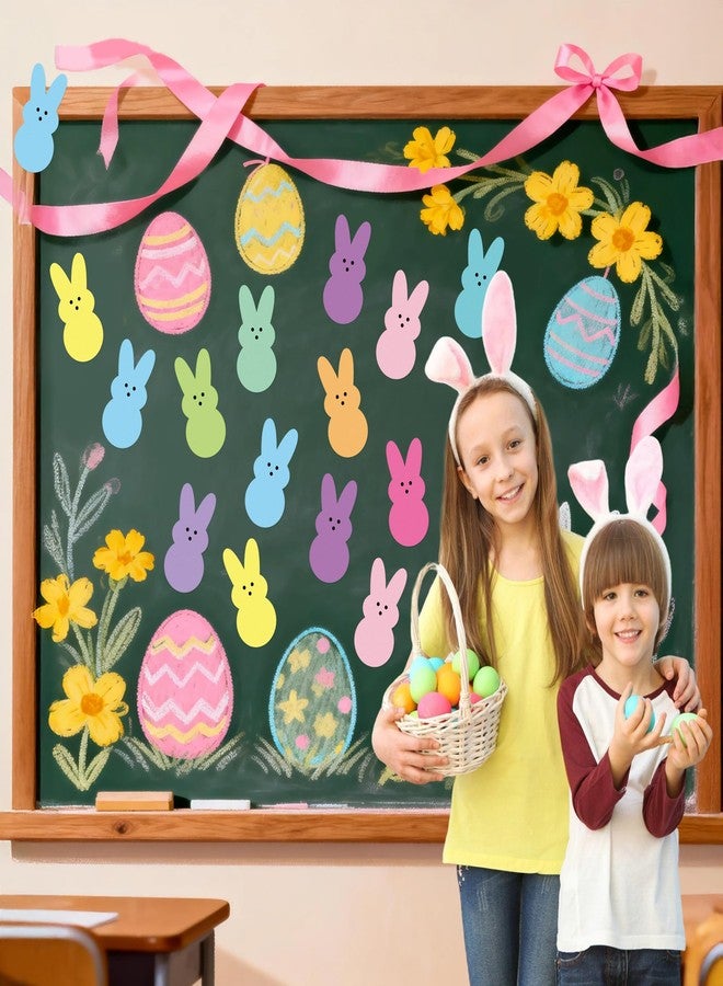 Yopyame Easter Bulletin Board Cutouts - 78pcs Easter Bunny Peeps Rabbit Cutouts Paper Cutting Bulletin Board Decor 12 Color Bunny Name Tags Cutout Classroom Wall Decor for Kindergarten Preschool Decor - Image 5