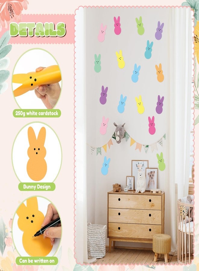 Yopyame Easter Bulletin Board Cutouts - 78pcs Easter Bunny Peeps Rabbit Cutouts Paper Cutting Bulletin Board Decor 12 Color Bunny Name Tags Cutout Classroom Wall Decor for Kindergarten Preschool Decor - Image 3