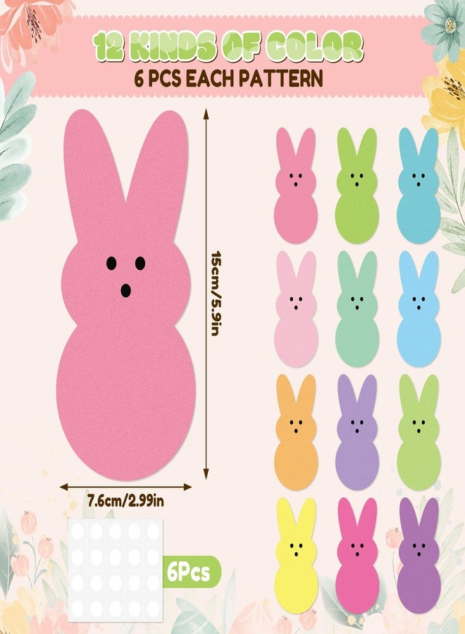 Yopyame Easter Bulletin Board Cutouts - 78pcs Easter Bunny Peeps Rabbit Cutouts Paper Cutting Bulletin Board Decor 12 Color Bunny Name Tags Cutout Classroom Wall Decor for Kindergarten Preschool Decor - Image 2