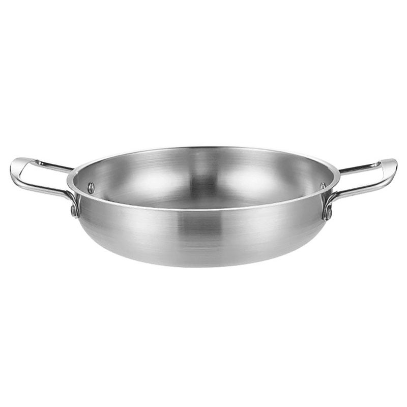 Stainless Steel Skillet 1350ml Capacity Thickened Durable Dual Loop Handle Frying Pan - Multipurpose Cooking Flat Bottom Skillet for Home Kitchen And Commercial Use - Image 1