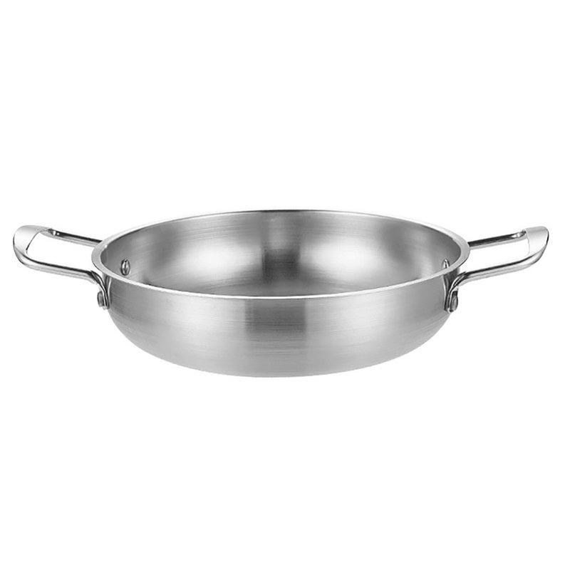 Stainless Steel Skillet 1350ml Capacity Thickened Durable Dual Loop Handle Frying Pan - Multipurpose Cooking Flat Bottom Skillet for Home Kitchen And Commercial Use - Image 3