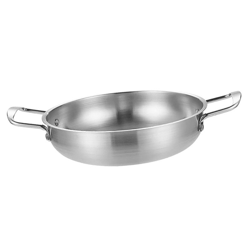 Stainless Steel Skillet 1350ml Capacity Thickened Durable Dual Loop Handle Frying Pan - Multipurpose Cooking Flat Bottom Skillet for Home Kitchen And Commercial Use - Image 2