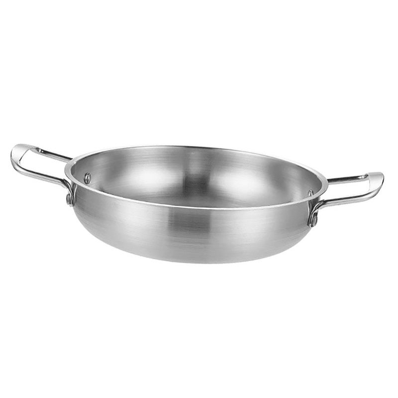 Stainless Steel Skillet 1350ml Capacity Thickened Durable Dual Loop Handle Frying Pan - Multipurpose Cooking Flat Bottom Skillet for Home Kitchen And Commercial Use - Image 4