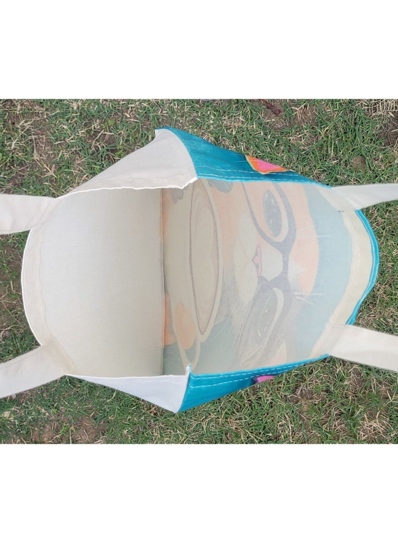 Alwan Beach Bag with Coffee Drinking Cat - Image 3