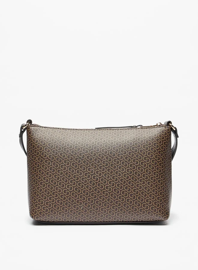 Celeste Women All-Over Monogram Embossed Crossbody Bag with Adjustable Strap and Zip Closure