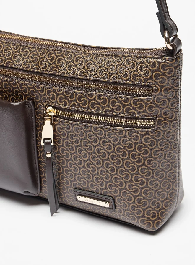 Celeste Women All-Over Monogram Embossed Crossbody Bag with Adjustable Strap and Zip Closure