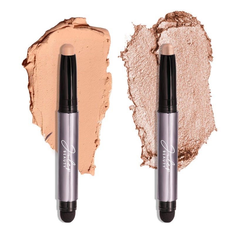 Julep Eyeshadow 101 CrÃ¨me-to-Powder Waterproof Eyeshadow Stick Duo â€“ Long-Lasting, Crease-Proof, Easy Apply with Built-in Smudger - Desert & Champagne - Image 1