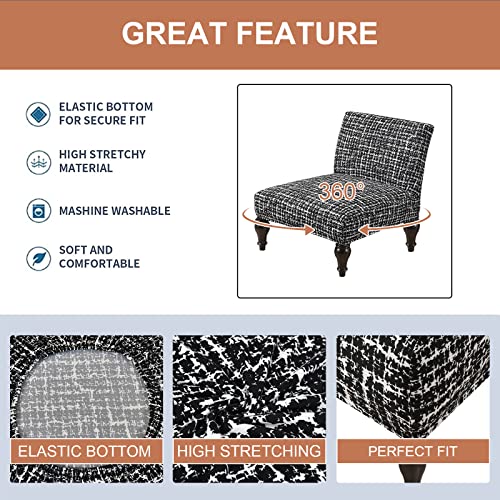 Eco-Ancheng EcoAncheng Armless Chair Slipcover Removable Armless Accent Chairs Covers Washable Armless Slipper Chair Slipcover Printed Armless Chair Furniture Protector Covers for Living Dining Room Hotel - Image 3