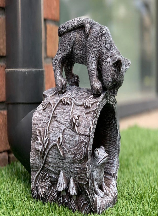 GARDY Gutter Downspout Extension - Downspout Splash Block - Downspout Diverter Garden Statue (Playful Chasing Kitty and Frog) - Image 5
