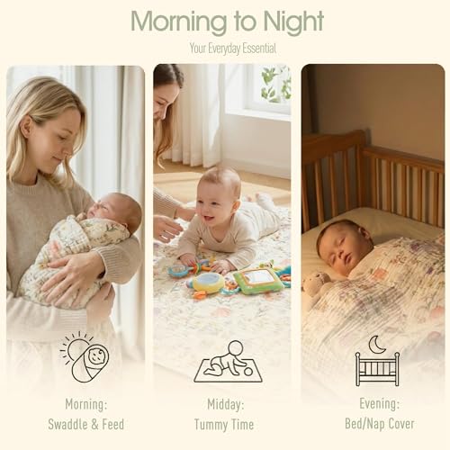 HardNok 6-Layer Muslin Baby Blanket Made with Organic Cotton - Enchanting Woodland Garden,Swaddle & Crib Quilt, 43" x 43",Garden(Gender Neutral) - Image 4