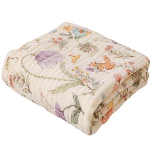 HardNok 6-Layer Muslin Baby Blanket Made with Organic Cotton - Enchanting Woodland Garden,Swaddle & Crib Quilt, 43" x 43",Garden(Gender Neutral) - Image 1