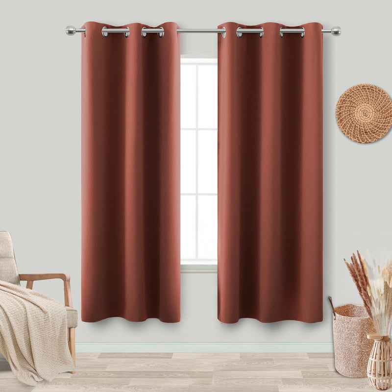 KOUFALL Rust Western Curtains for Bedroom 72 Inch Length 2 Panels Set Blackout Room Darkening Light Blocking Insulated Thermal Curtains for Living RoomTerracotta Red42x72 Inches Long