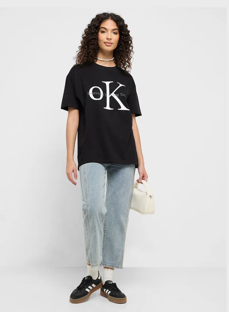Ginger Crew Neck Slogan T-Shirt