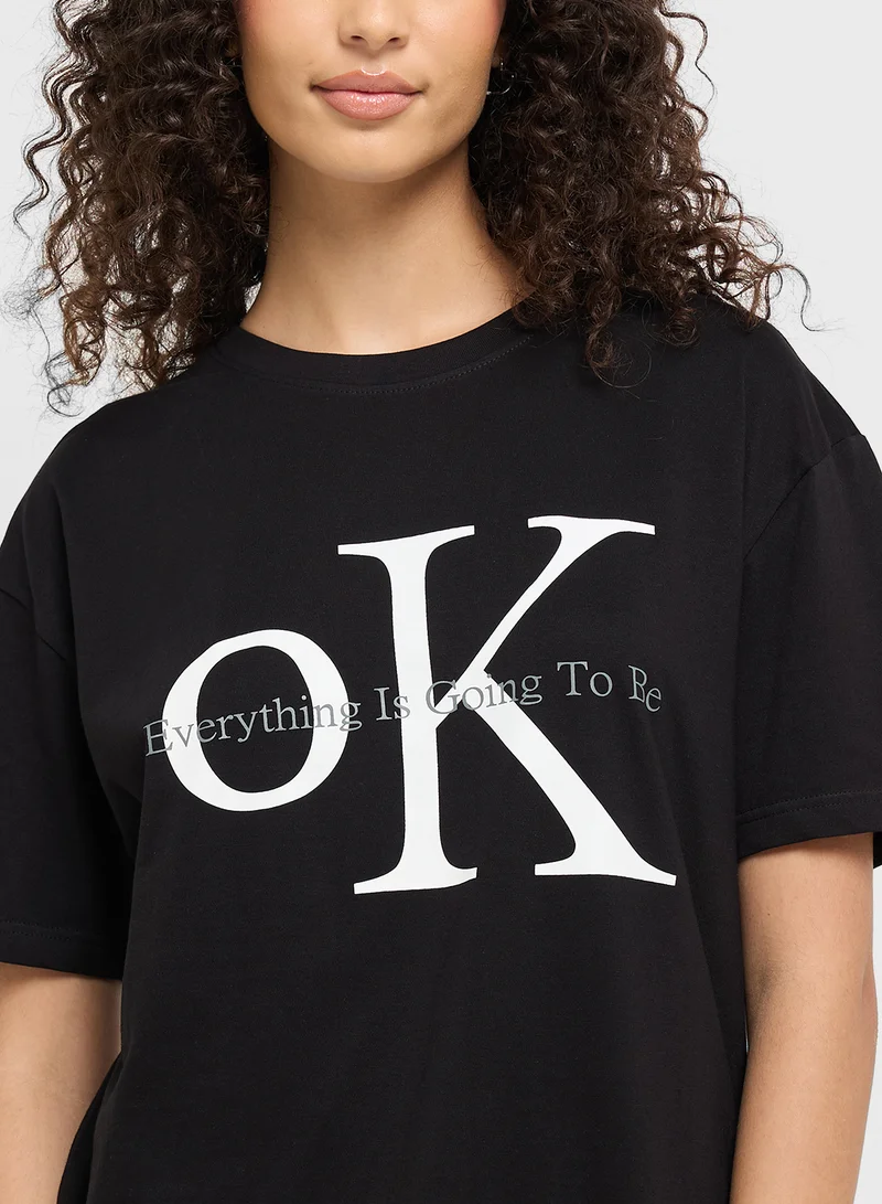 Ginger Crew Neck Slogan T-Shirt