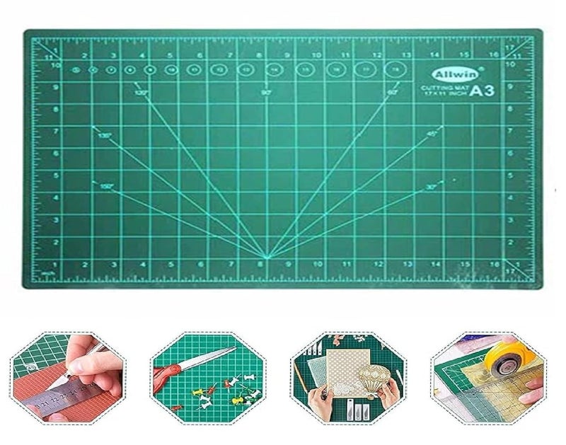 Brille Bee Cutting Mat - Self-Healing Polyvinyl Chloride, 5-Layered, Double-Sided with Patterns and Grids for Precision Crafting (A3 (18 x 12 Inch)) - Image 1